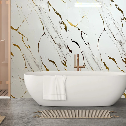 Gold White Marble 1000MM x 2.4m X 10MM Shower Wall Panels Wet Wall Panels Gold White Marble 1000MM x 2.4m X 10MM Shower Wall Panels Wet Wall Panels