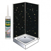 Black Rainbow Shower Wall Panels Kit 1000MM x 2.4m  X 10mm 2 Sided Cubicle Fitting Wet Wall