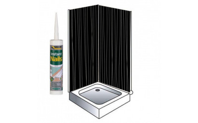 Shower Wet Wall Panel Kit to cover 2 x 2700MM walls 5mm Black String  250MM wide