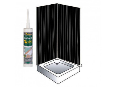 Black String  Shower Wet Wall Panels Kit 1000MM x 2.4m X 10mm 2 Sided Cubicle