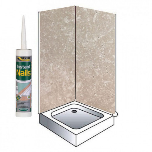 Concrete Beige Shower Wet Wall Panels Kit 1000MM x 2.4m X 10mm 2 Sided Cubicle Fitting