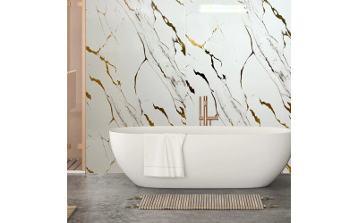 1000MM x 2.4m  X 10mm Thick Shower  White Gold Marble