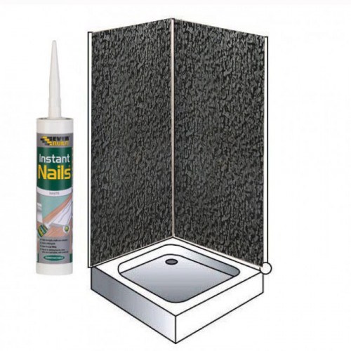 Pearlescent Black Shower Wet Wall Panel Kit to cover 2 x 2700mm walls 5mm off 250MM Pearlescent Black Shower Wet Wall Panel Kit to cover 2 x 2700mm walls 5mm off 250MM