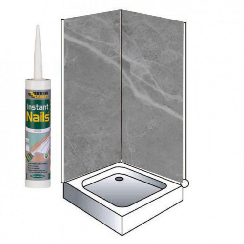 Premium Grey Shower Wet Wall Panels Kit 1000MM x 2.4m  X 10mm 2 Sided Cubicle  OFF