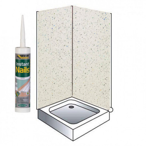 Travertine Sparkle Shower Wet Wall Panels Kit 1000MM x 2.4m X 10mm 2 Sided Cubicle