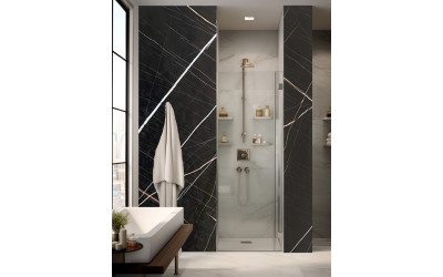 1000MM x 2.4m  X 10mm Thick Shower  Wet Wall Panels  Black Laurent 