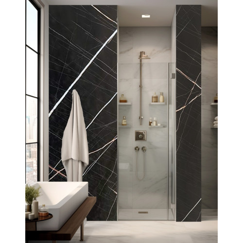 1000MM x 2.4m  X 10mm Thick Shower  Wet Wall Panels  Black Laurent 