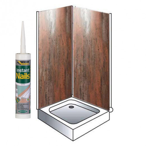 Shower Wet Wall Panel Kit to cover 2 x 2700MM walls 5mm Red Metalic 250MM wide