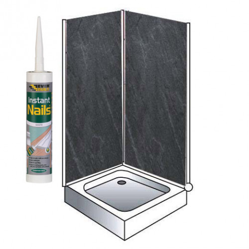 Shower Wet Wall Panel Kit to cover 2 x 2700MM walls 5mm Slate Grey  250MM wide