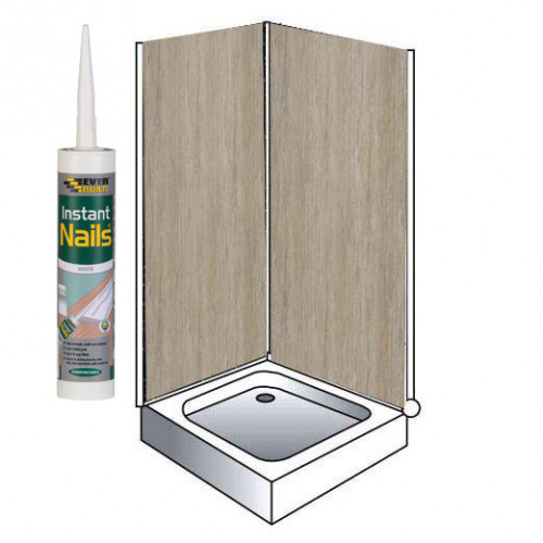 Travertine Gloss Shower Wet  Wall Panels Kit 1000MM x 2.4m X 10mm 2 Sided Cubicle Fitting