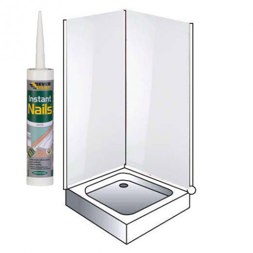 Shower Wet Wall Panel Kit to cover 2 x 2700mm walls white gloss 250mm wide Shower Wet Wall Panel Kit to cover 2 x 2700mm walls white gloss 250mm wide