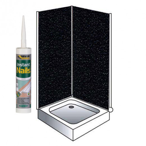 Black Rainbow Shower Wall Panels Kit 1000MM x 2.4m  X 10mm 2 Sided Cubicle Fitting Wet Wall