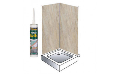 Pergamon Marble Shower Wet Wall Panels Kit 1000MM x 2.4m X 10mm 2 Sided Cubicle 