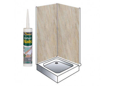 Pergamon Marble Shower Wet Wall Panels Kit 1000MM x 2.4m X 10mm 2 Sided Cubicle 