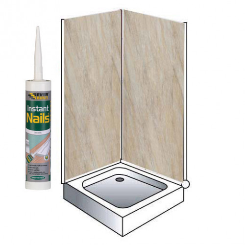 Pergamon Marble Shower Wet Wall Panels Kit 1000MM x 2.4m X 10mm 2 Sided Cubicle 
