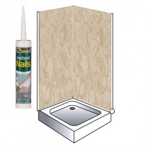 Travertine Marble Shower Wet Wall Panels Kit 1000MM x 2.4m X 10mm 2 Sided Cubicle Fitting