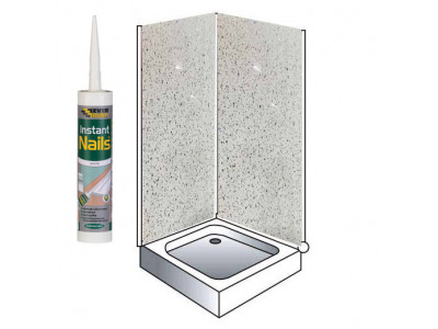 White Sparkle Shower Wet Wall Panels Kit 1000MM x 2.4m  X 10mm 2 Sided Cubicle 25% OFF
