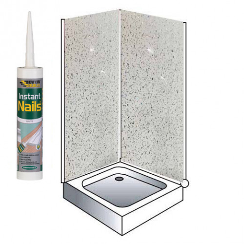 White Sparkle Shower Wet Wall Panels Kit 1000MM x 2.4m  X 10mm 2 Sided Cubicle 25% OFF