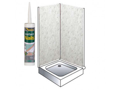 White Marble Shower Wet Wall Panels Kit 1000MM x 2.4M x 10MM - 2-Sided Cubicle