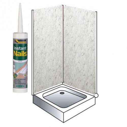 White Marble Shower Wet Wall Panels Kit 1000MM x 2.4M x 10MM - 2-Sided Cubicle White Marble Shower Wet Wall Panels Kit 1000MM x 2.4M x 10MM - 2-Sided Cubicle